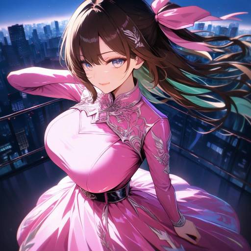 Aesthetic Anime Girl on City Rooftop