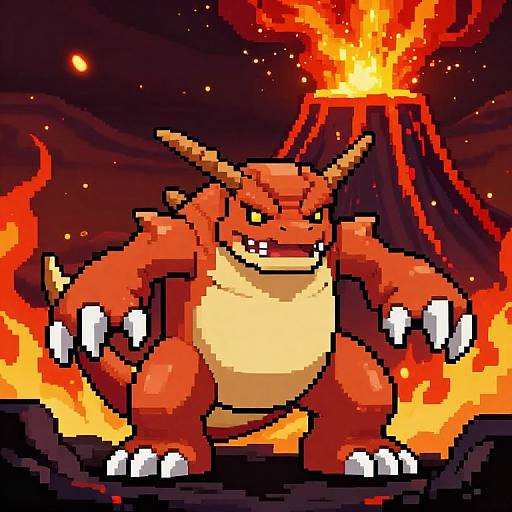 Groudon Pixel Art Volcanic Boss