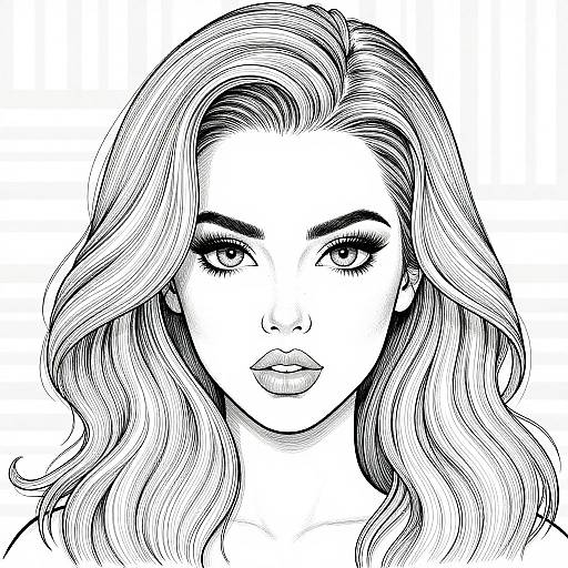 Detailed Line Art Woman Portrait