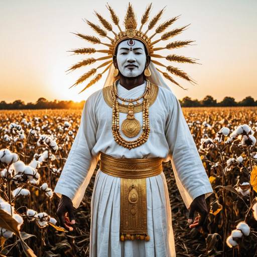 Banton Deity of Harvest in Cotton Field at Golden Hour