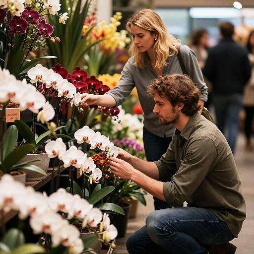 Floral Display with People in Focus