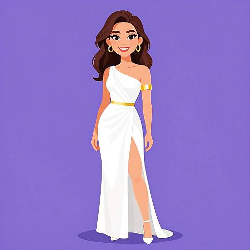 Smiling Woman in Grecian Elegance