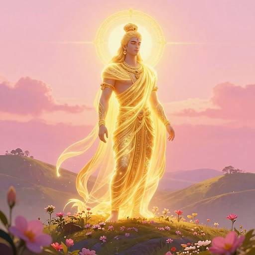 Radiant God of Dawn on Flowered Hill