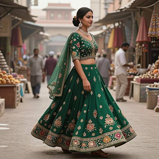 Emerald Lehenga in Rajasthan Bazaar