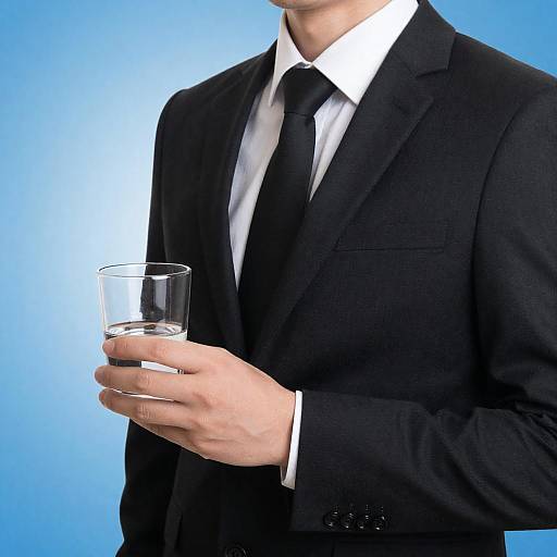 Elegant Portrait in Black Suit and Blue