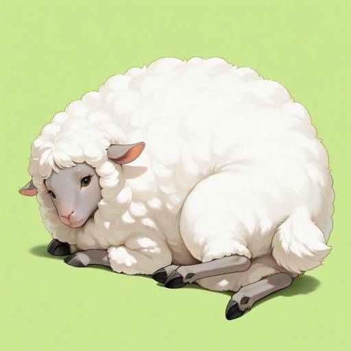 Realistic Fluffy Sheep on Green Grass Realistic Fluffy Sheep on Green Grass
