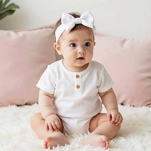 Adorable Baby on Fluffy White Surface