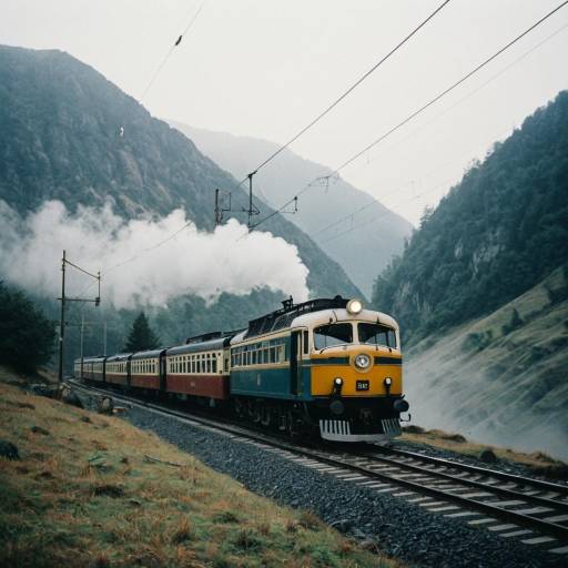 Vintage Train in Misty Mountain Valley