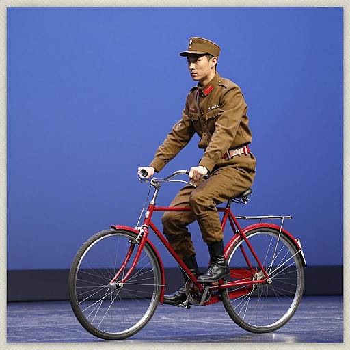 Nostalgic Military Bicycle Performance Scene