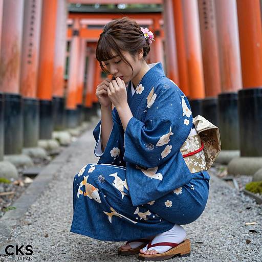 Elegant Japanese Woman in Traditional Kimono