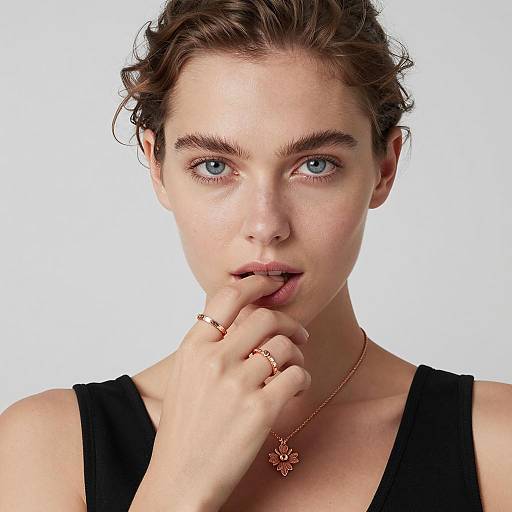 Close-Up of Woman with Rose Gold Jewelry