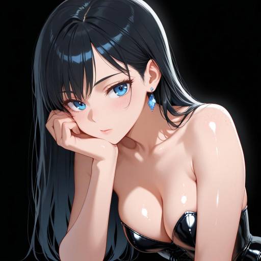 Contemplative Woman in Shiny Leotard