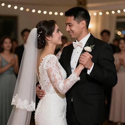 Romantic Wedding Dance under String Lights