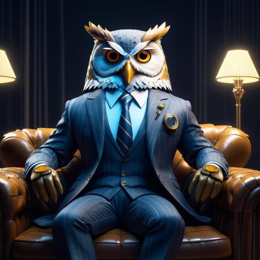 Owl Businessman on a Plush Couch