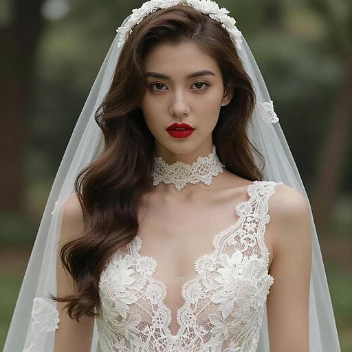 Elegant Romantic Bride in Forest