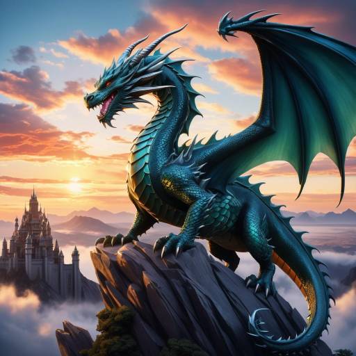 Majestic Dragon Against a Breathtaking Skyline Majestic Dragon Against a Breathtaking Skyline