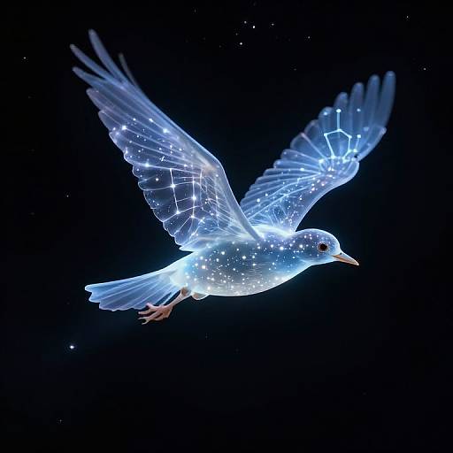 Glowing Translucent Bird in Space