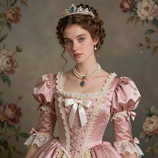 Victorian Style Woman in Pink Renaissance Dress
