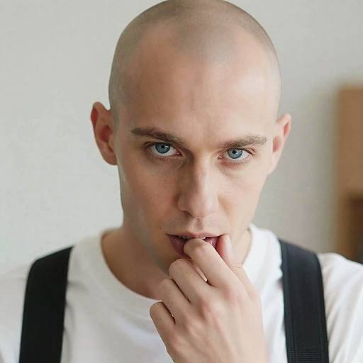 Intense Portrait of a Bald Man