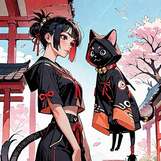 Shrine Girl with Animal Hood and Tail