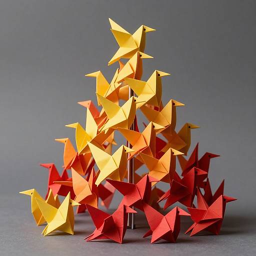 Vibrant Origami Birds Paper Pyramid