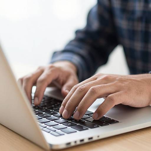 Close-Up of Hands Typing on Laptop