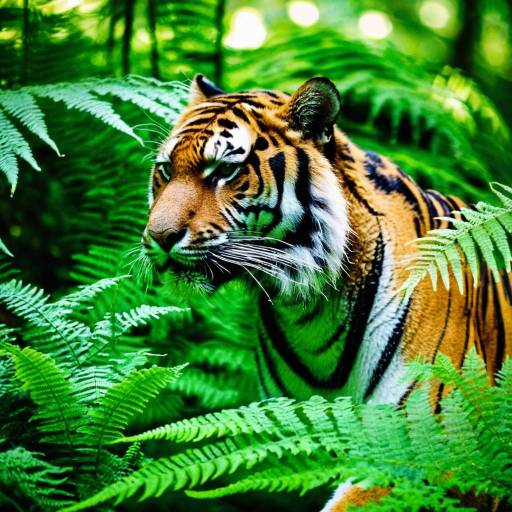 Serene Tiger in Lush Jungle Setting