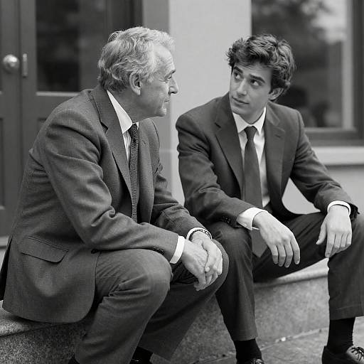 Engaged Discussion Between Two Suited Men