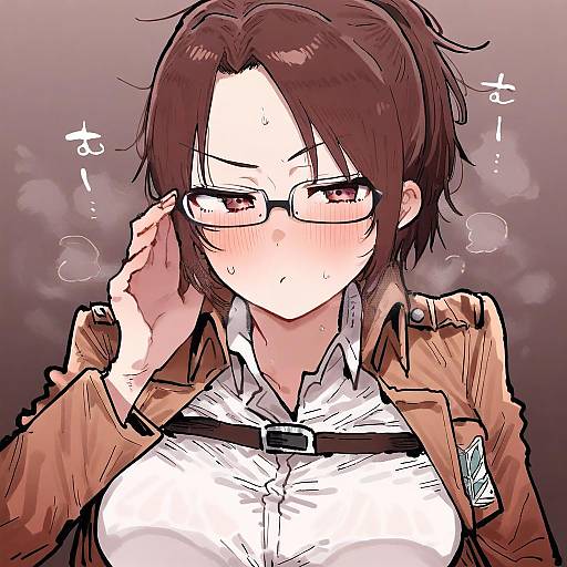 Illustration of Hange zoe, shingeki no kyojin in the style of Kobinbin