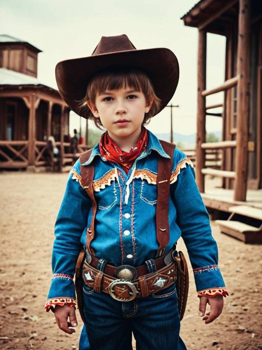 Child in Cowboy Costume in Western Setting