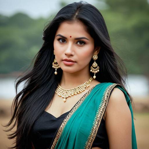 Indian Woman in Half Saree with Jewelry