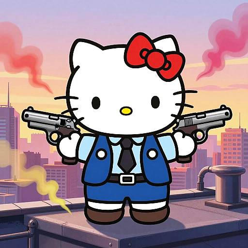 Gangster Hello Kitty on Rooftop