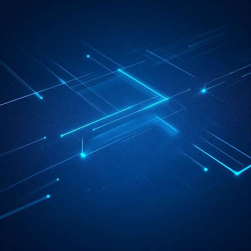 Digital art of a blue, star-like constellation with glowing lines intersecting on a textured, dark blue background, resembling a cosmic map.