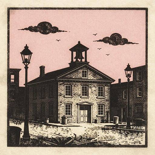 Ashcan School Firehouse Etching