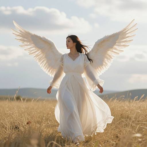 Serene Woman with Ethereal Wings