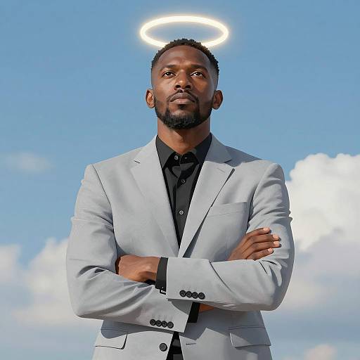 Elegant Black Man with Glowing Halo