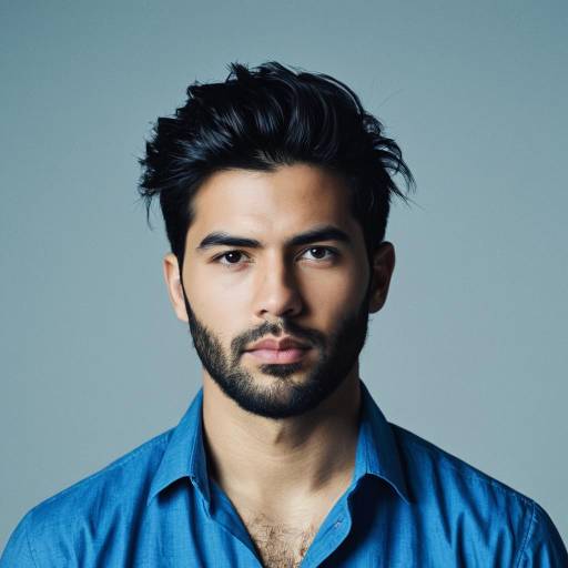 Portrait of Young Man with Box Fade Hairstyle