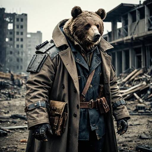 Post-Apocalyptic Bear Hybrid in Trench Coat Armor Post-Apocalyptic Bear Hybrid in Trench Coat Armor