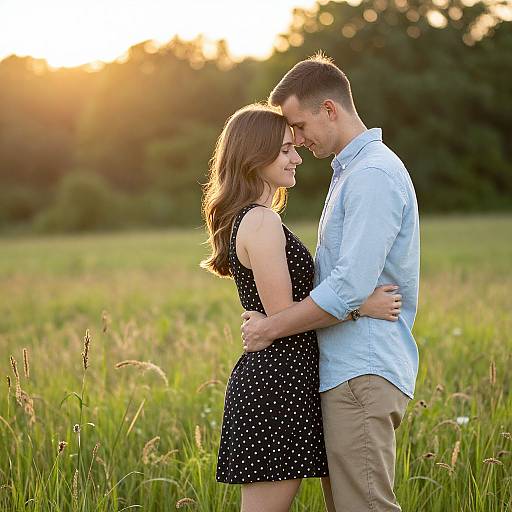 Sunlit Tender Embrace in Field
