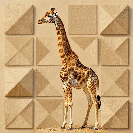 Intricate Yellow Giraffe in Triangles