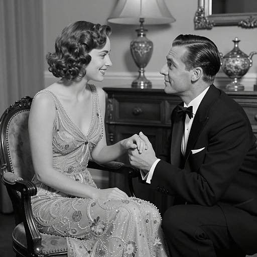 Vintage Black-and-White Couple Portrait