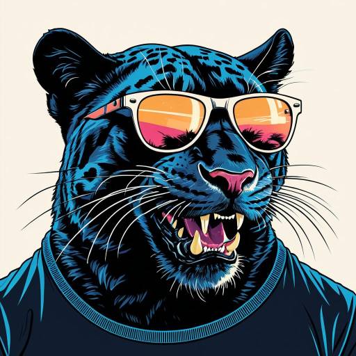 Retro Panther with Sunglasses Illustration