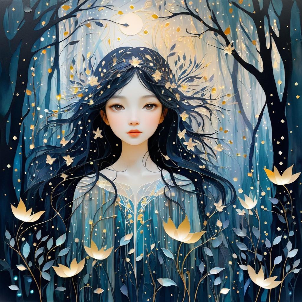 Ethereal Girl in Enchanted Forest Art