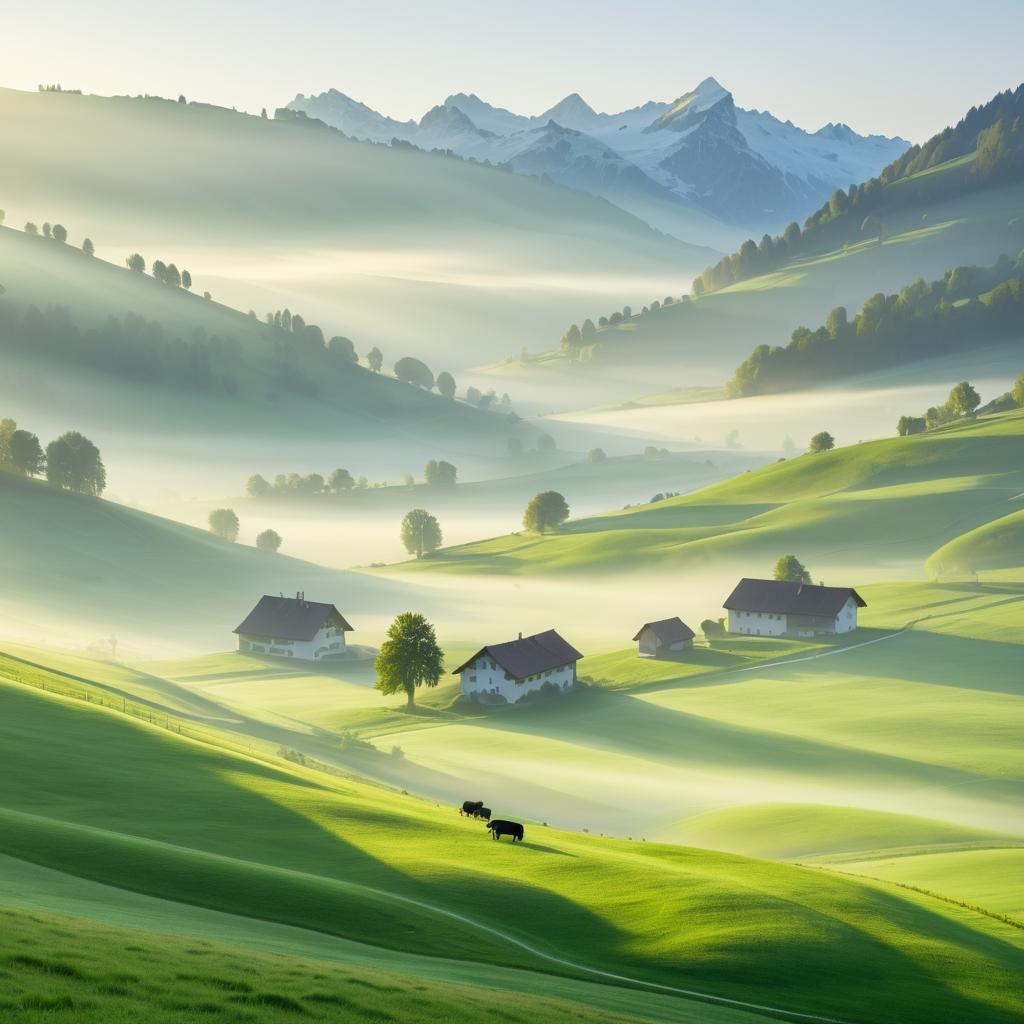 Dreamy Swiss Landscape at Dawn