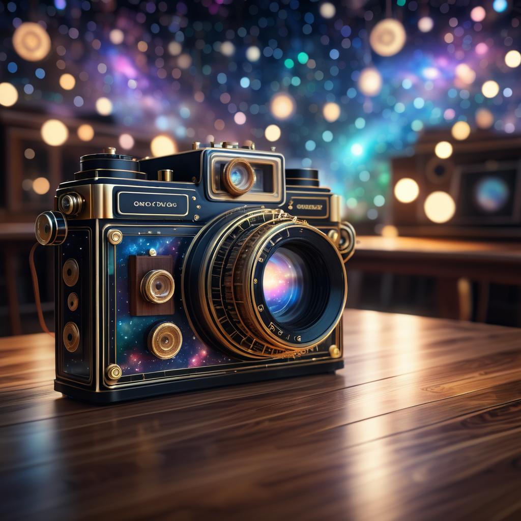 Vintage Camera with Cosmic Elements