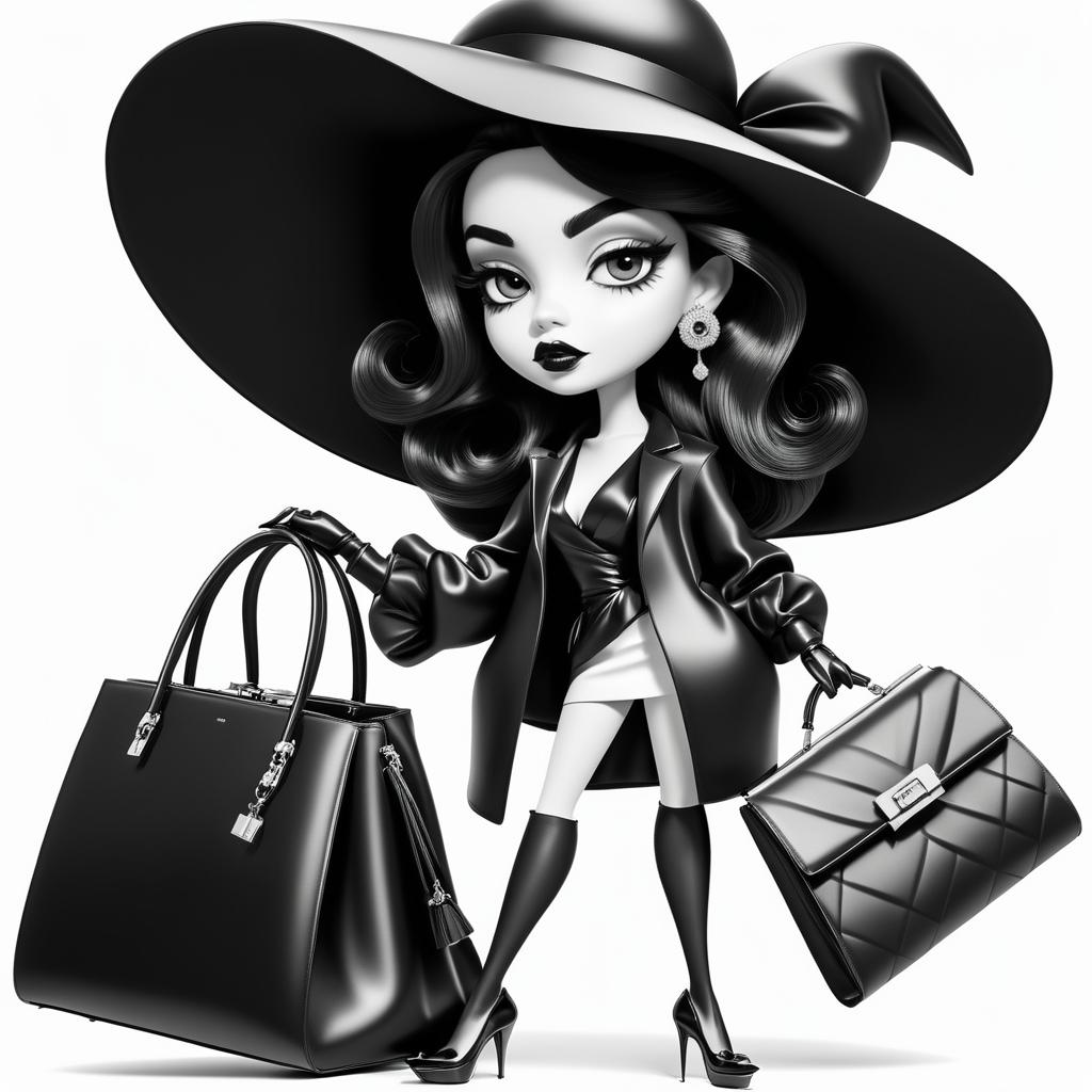 Exaggerated Fashionista Caricature Illustration