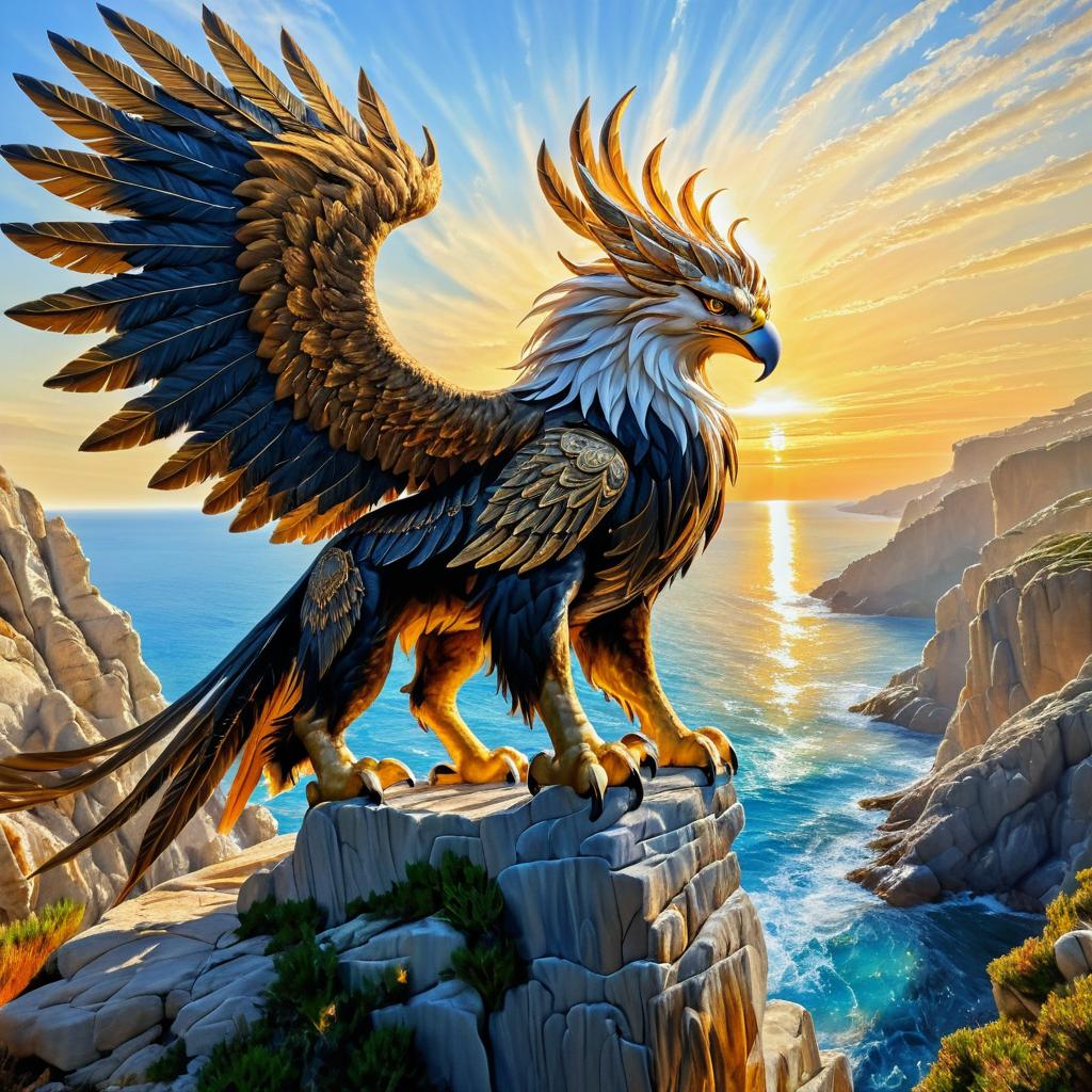 Majestic Griffin Overlooking Serene Sea