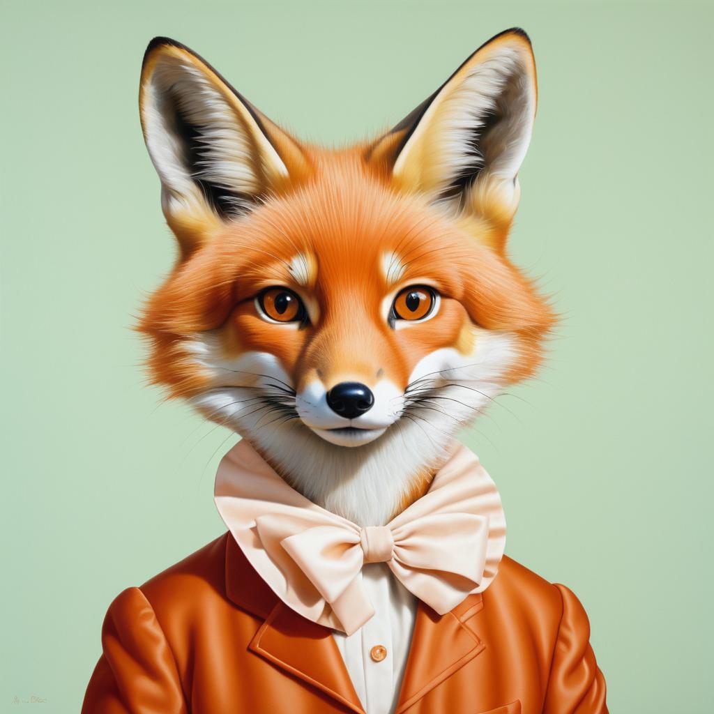 Hyper-Realistic Fox in Traditional Fashion