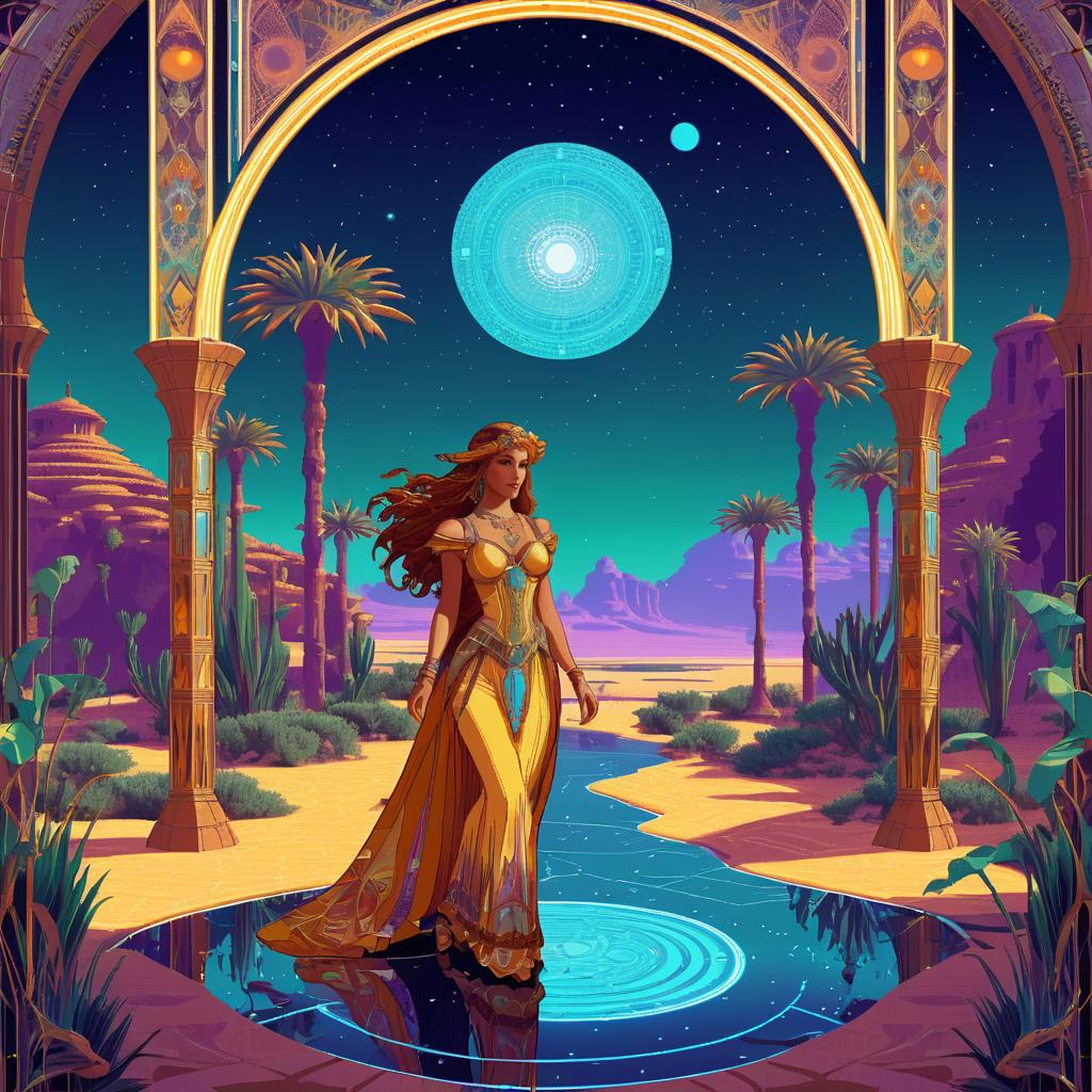 Mystical Desert Oasis Tarot Card Art