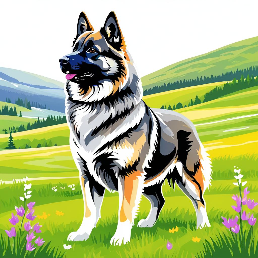 Victorian Illustration of Norwegian Elkhound